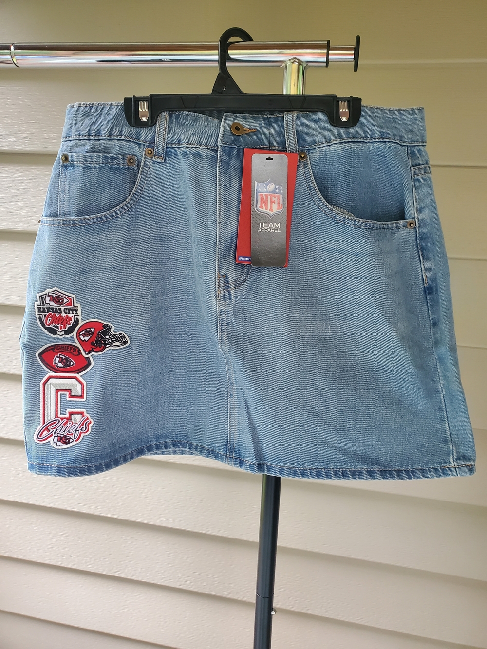 NFL Kansas City Chiefs Light Blue Denim Skirt. Various Sizes Avail.